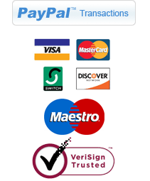 We accept Paypal Transations, Visa, Mastercard, American Express, Discover and we are VeriSign Trusted.